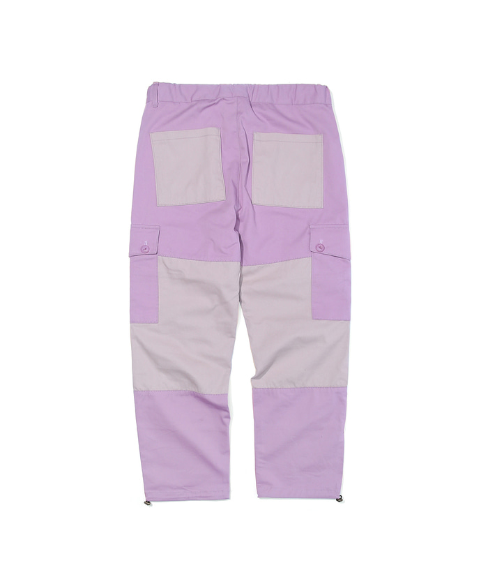 2 Tone Utility Cargo Wide Pants Pink