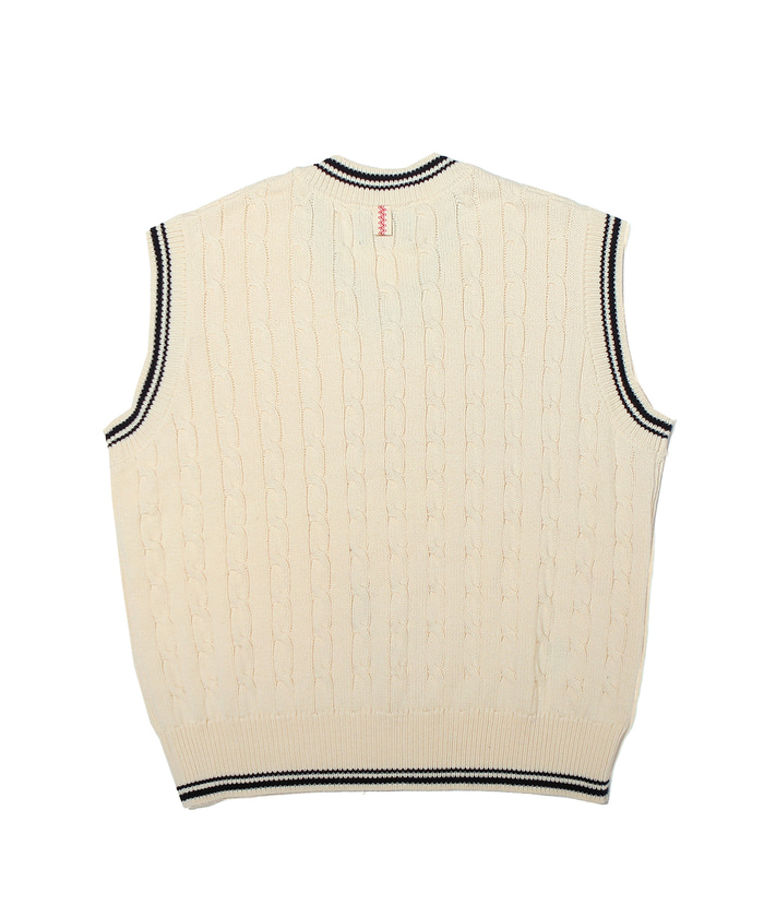 Wool Logo Cable Vest Ivory