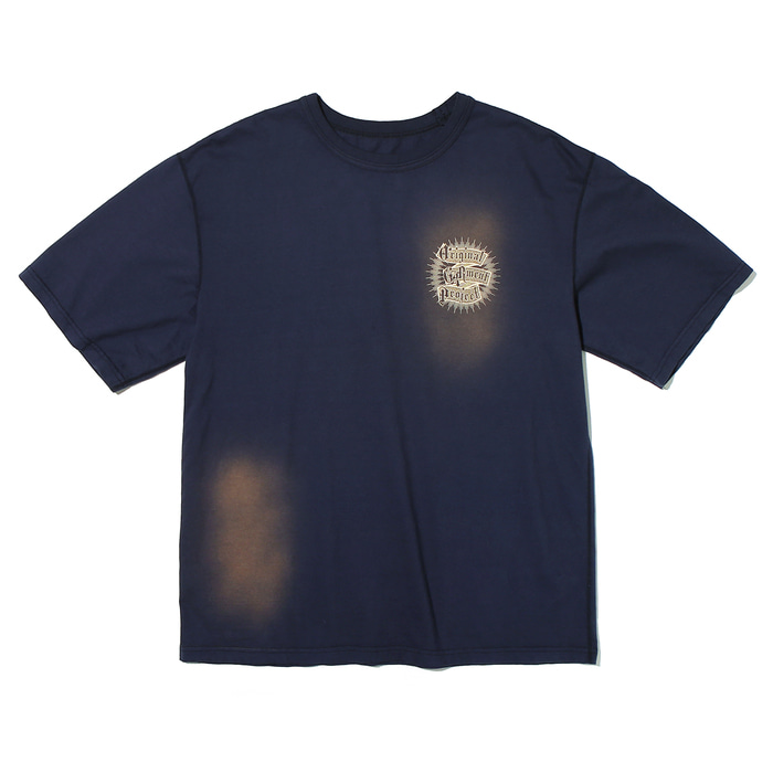Garment Washed Lettering Graphic Tee Navy