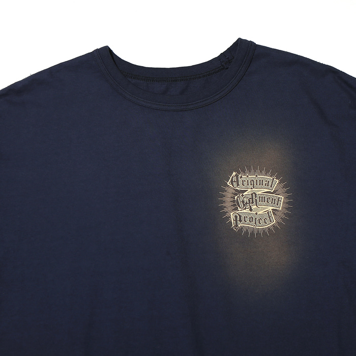 Garment Washed Lettering Graphic Tee Navy