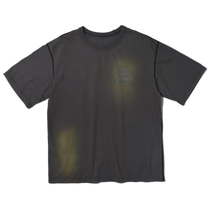 Garment Washed Lettering Graphic Tee Charcoal