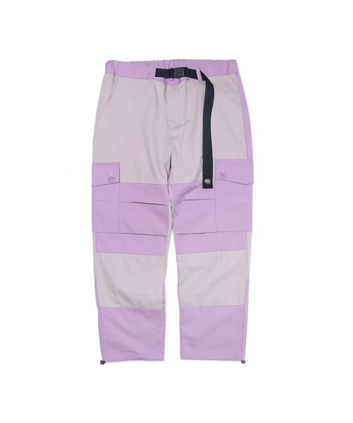 2 Tone Utility Cargo Wide Pants Pink