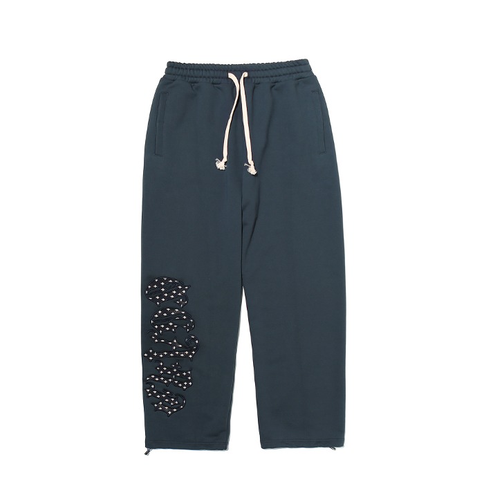 Chicano Lettering Sweat Pants Navy