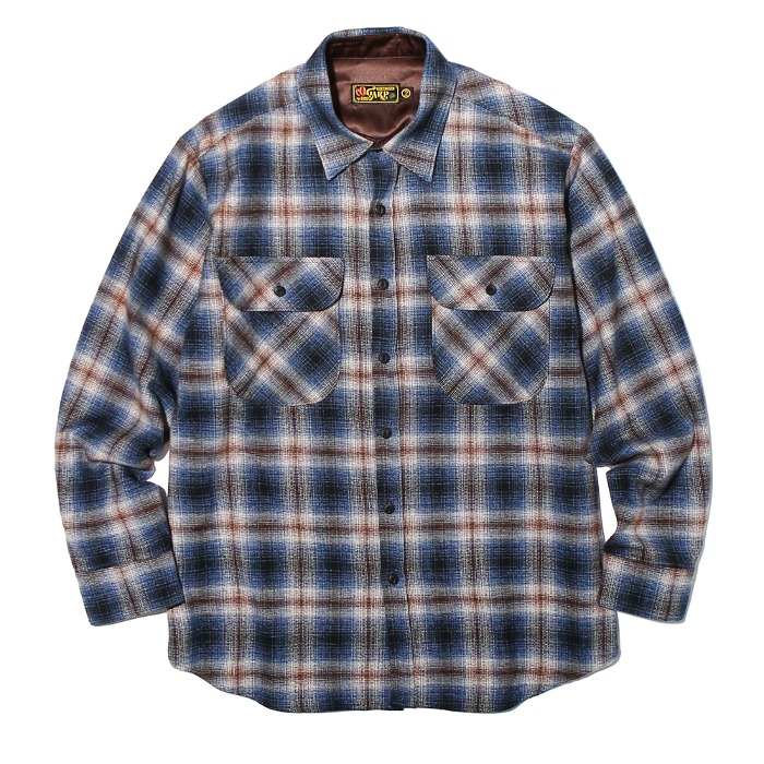 Cosmo Checker Flannel Long Sleeve Shirt Navy